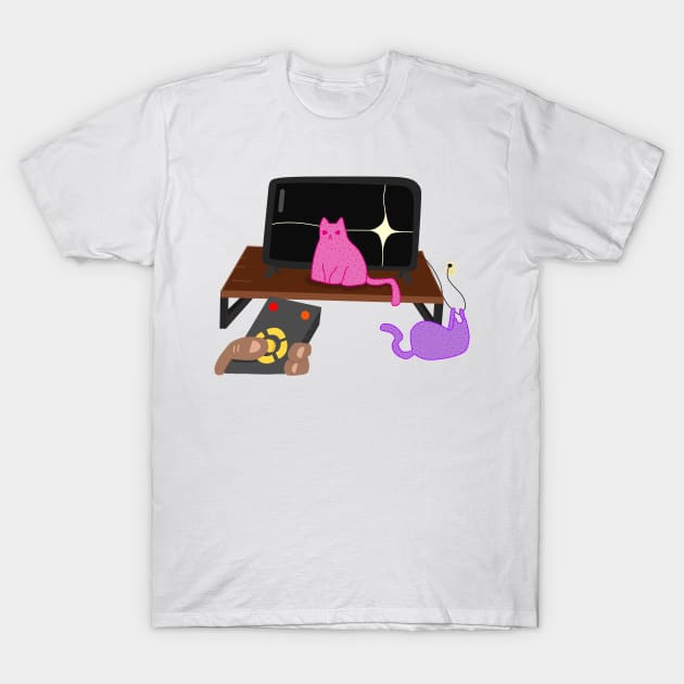 TV Cats T-Shirt by daynamayday